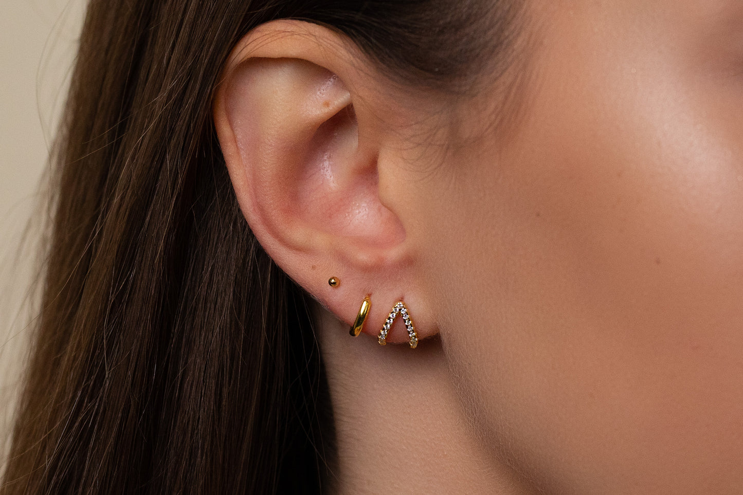 Minimalist Gold Huggie Hoop Earring Set for Multiple Piercings