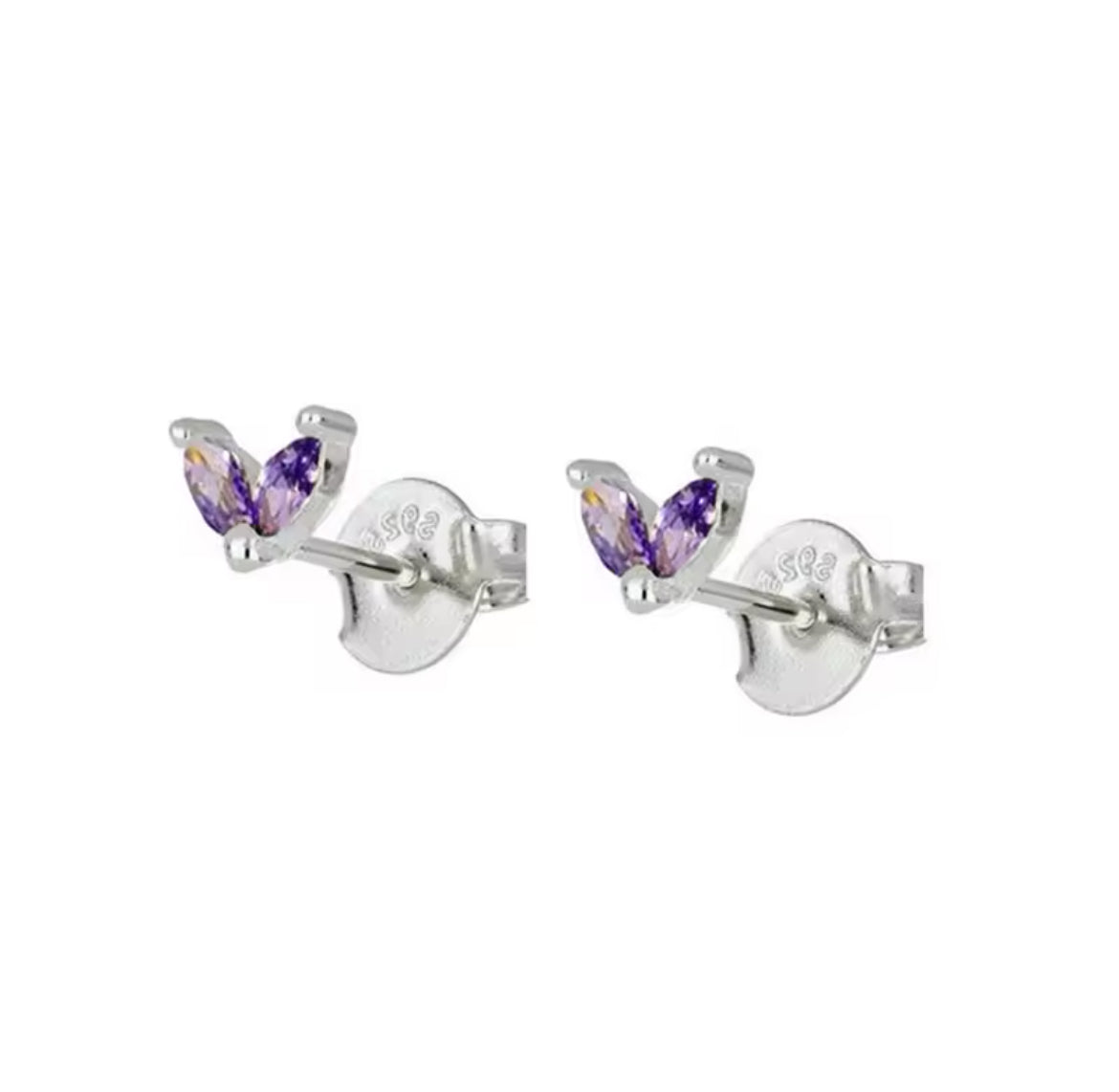 small silver stud , violet small earring, small stud earrings