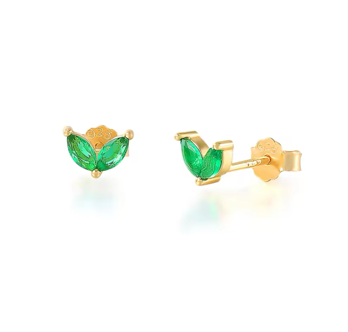 Emerald Gold Hoop Earring Set , Huggie Hoop Earrings