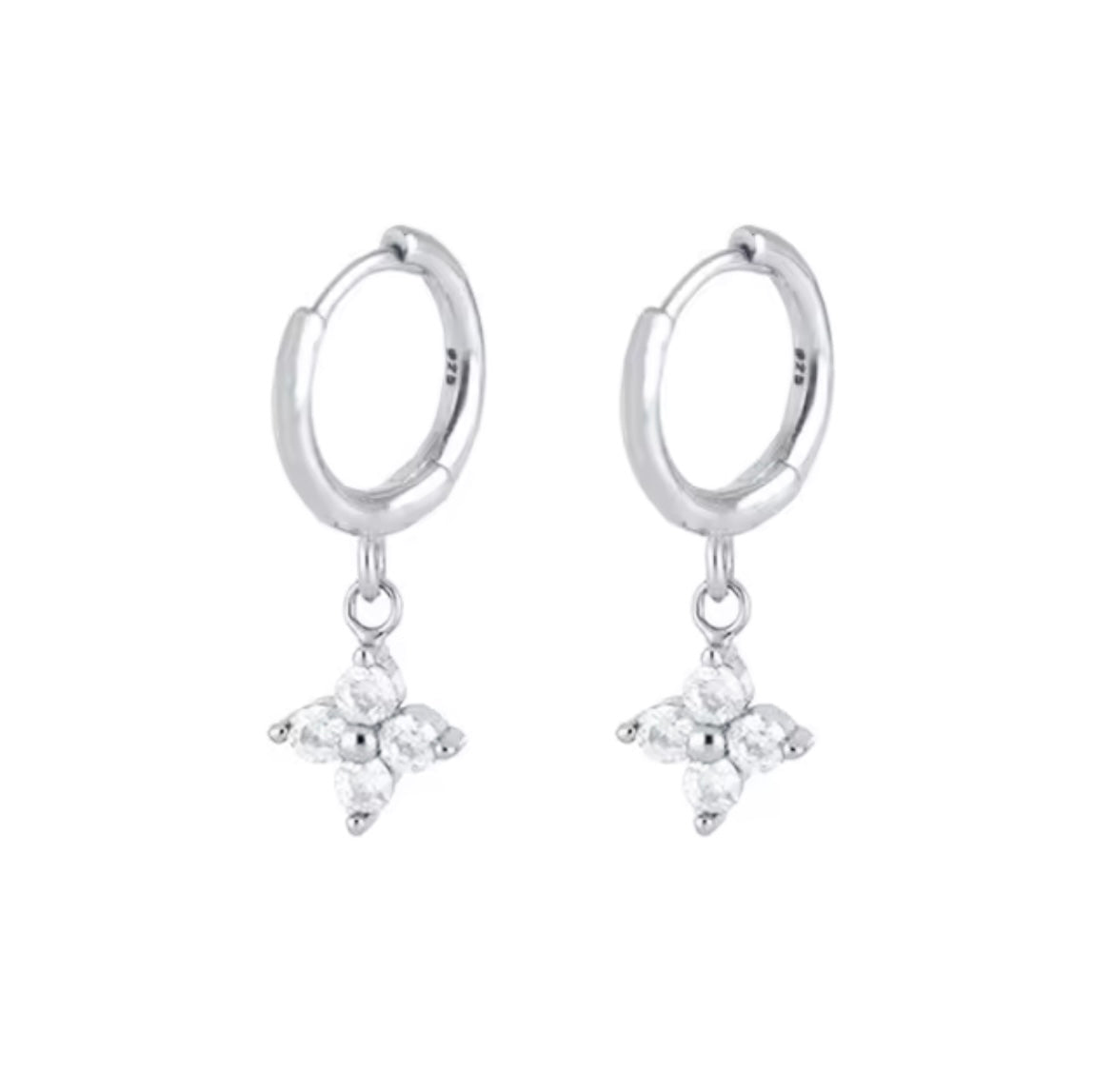 drop silver layering earring