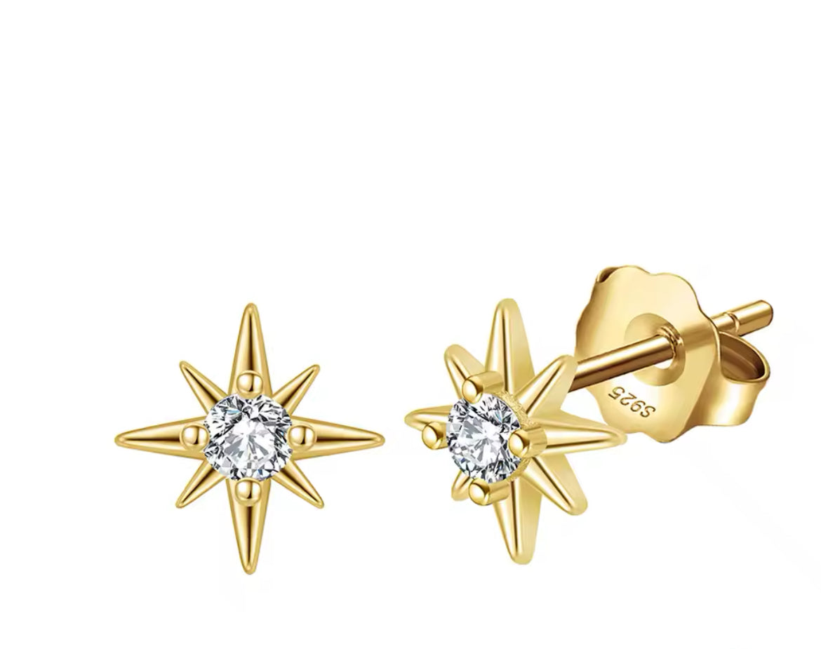 small star ear stud, tiny ear stud star in gold