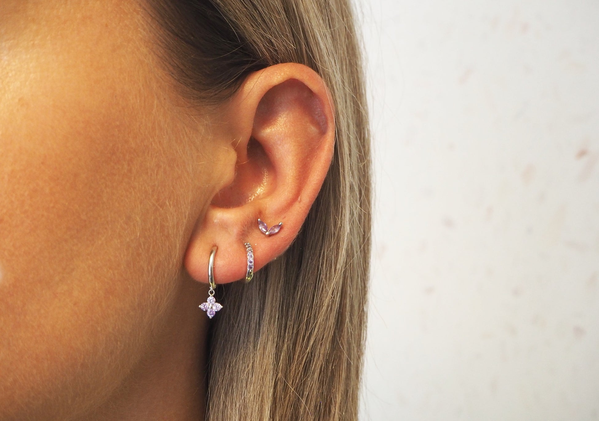 silver ear stack, earring set in silver