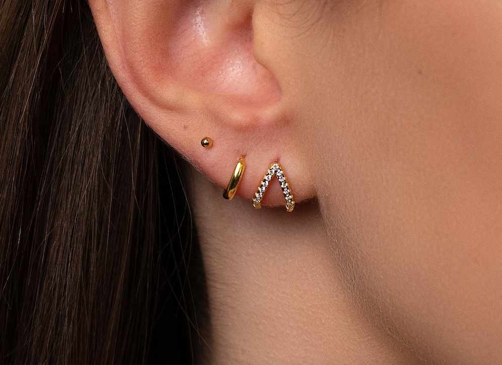 Minimalist Gold Huggie Hoop Earring Set for Multiple Piercings