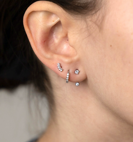 Silver Earring  Set for multiple piercing